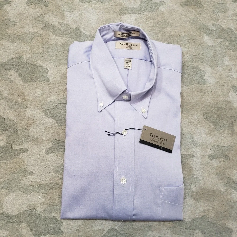 Van‎ Heusen Shirt Mens 15 1/2 Blue Pockets Long Sleeve Button-Up NWT